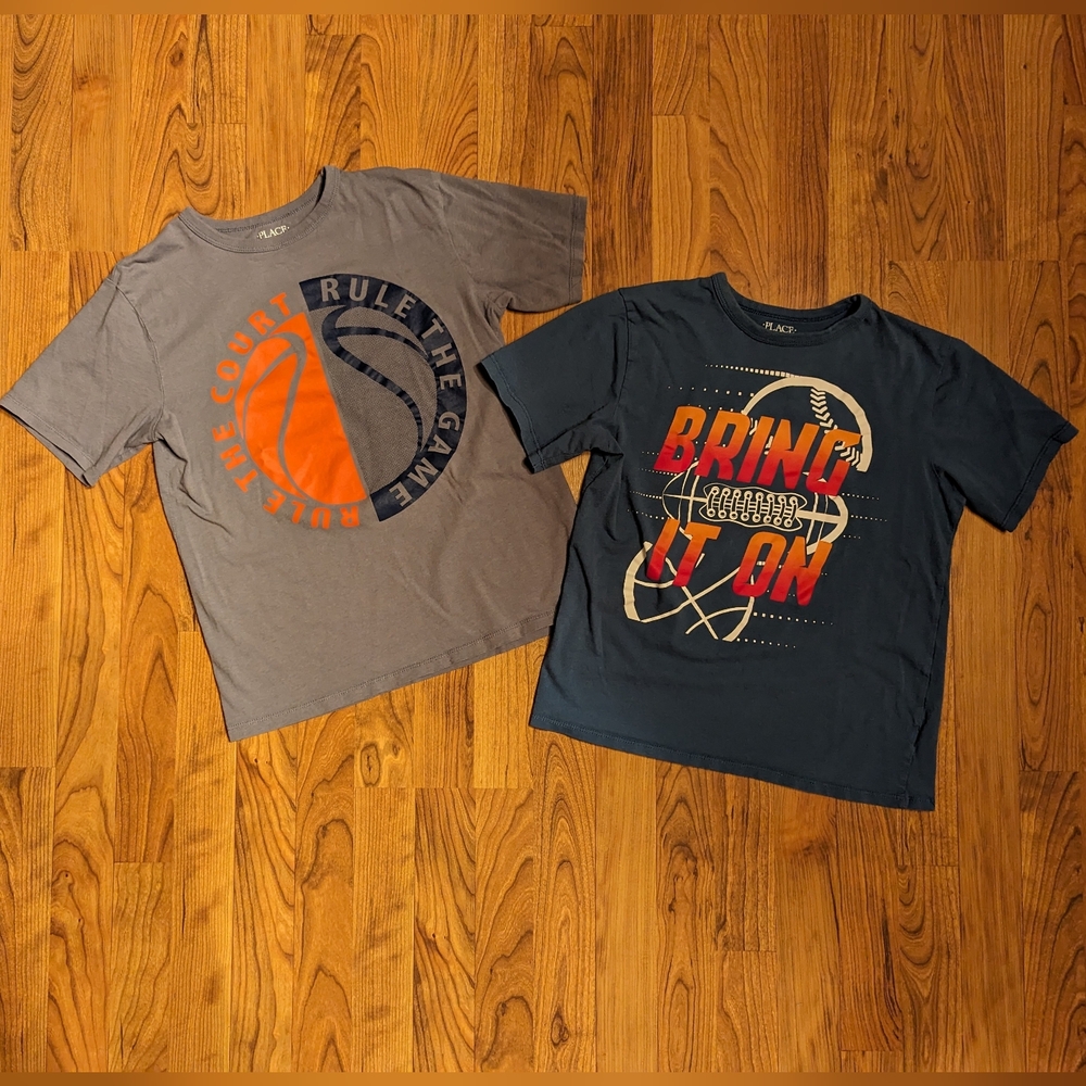 The Children's Place Boys Lot of 2 Short-Sleeved T-Shirts, Blue and Red-…